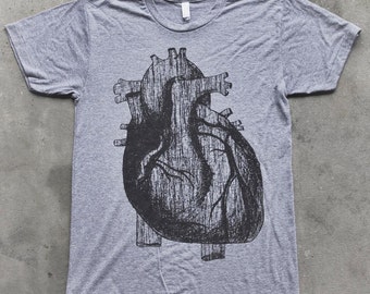 Mens ANATOMICAL HEART Short Sleeved T-Shirt Xs S M L xl xxl (tri grey)