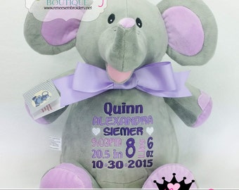 Personalized Baby Gift Elephant Stuffed Animal Custom Cubby Child Soft Plush Toy