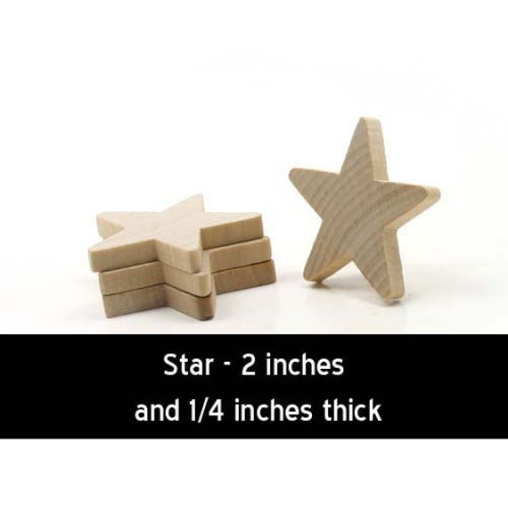 Unfinished Wood Star - 2 inches by 2 inches and 1/4 inch
