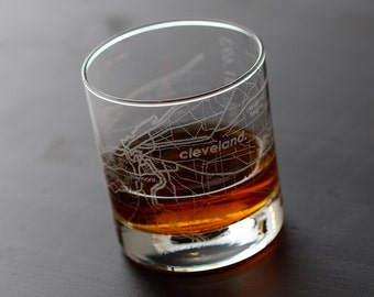 Cleveland Maps Rocks Glass
