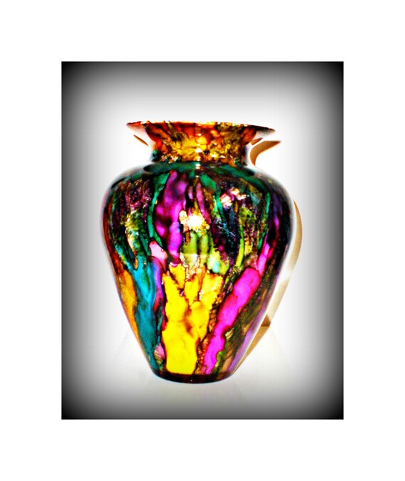 multi color glass vase hand painted glass vase alcohol ink