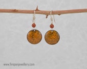 Orange spice enamel + jasper earrings, gemstone, gift for her, handmade, kiln fired enamel, unique, warm, casual, speckled, dainty