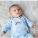 Oliver's Blue & Brown Footed Sleeper-Baby Boy Coming Home Outfit-Baby Shower Gift-Newborn Pictures-Pima Cotton Footed Sleeper