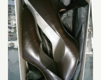 Pinup Perfection! NOS 50s Jocelli Brown Leather Stiletto heels with Taps Perfect - 8.5B