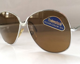 30% OFF SALE - 70s Vintage German Rodenstock LOTOS Big Round Frame Buffalo Horn Pattern Sunglasses