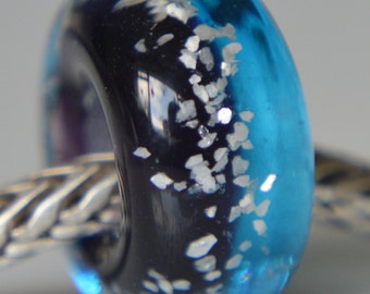BHB - Unique Two Tone Handmade Lampwork European Charm Bead with Glitter - SRA - Fits all charm bracelets - Silver Core Options
