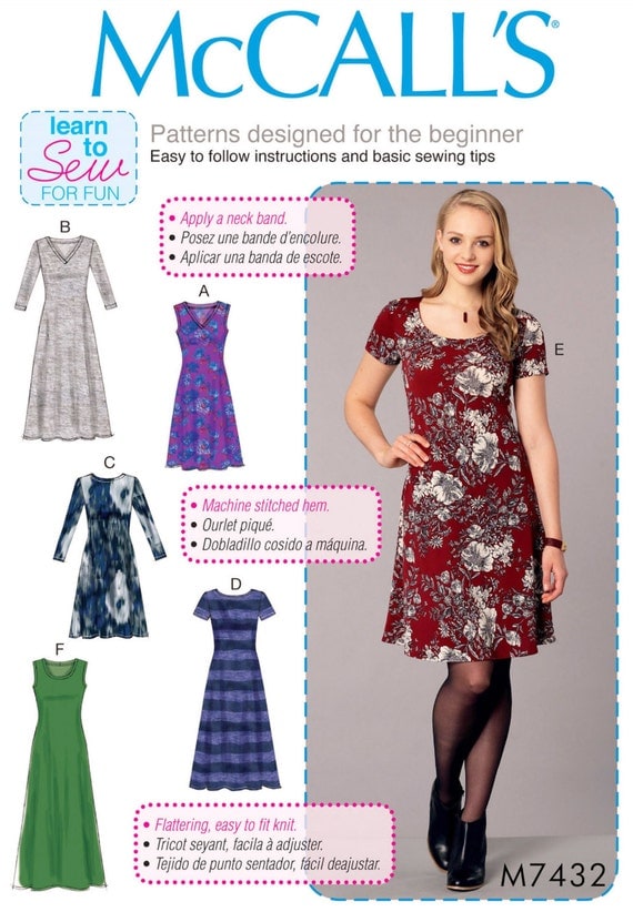 Learn to Sew a Dress Pattern Stretch Knit Pullover Dress