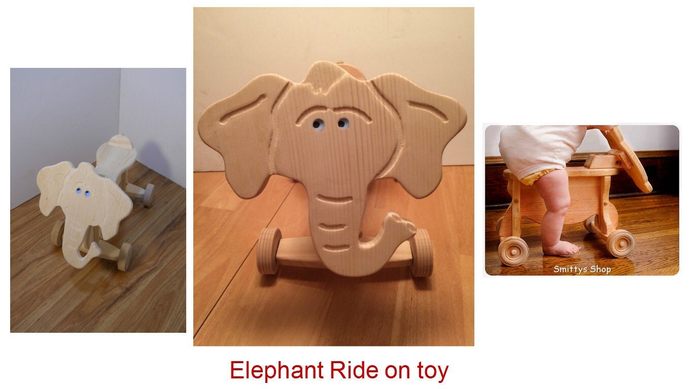 Toddler solid wood Elephant ride on toy by on Etsy