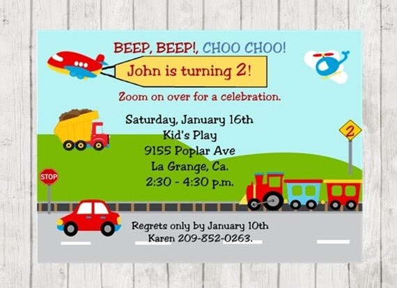 Transportation Birthday Party Invitations 8