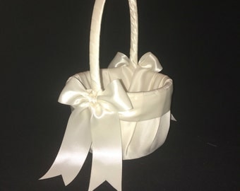 White or Ivory Wedding Flower Girl Basket