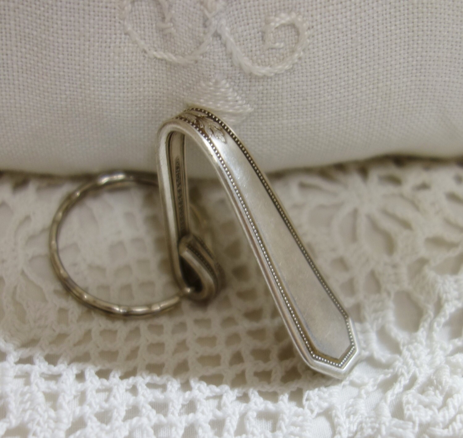 Purse hook keychain Vintage silver plate spoon handle flatware