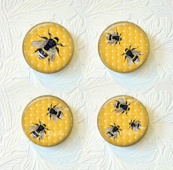 Bee Magnets Kitchen Magnets Magnet Set of 4 by SunnysGiftShop