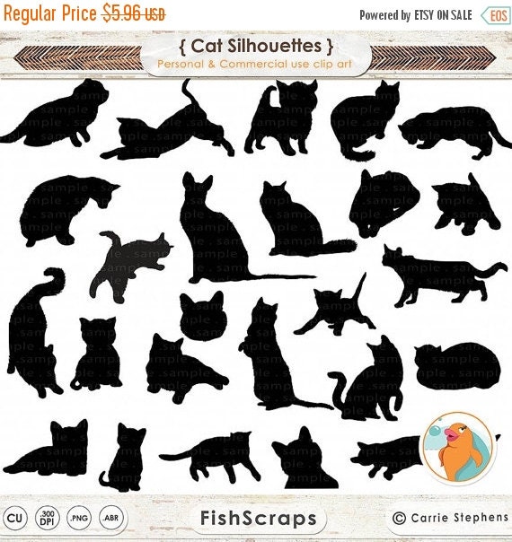 cat clip art etsy - photo #44