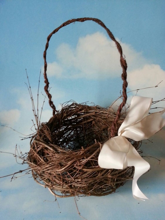 Custom order for Kathy 2 Birds nest flowergirl basket by twigs4u