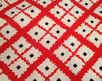 Red White and Black GEOMETRIC Cotton Print Fabric 3 Yards
