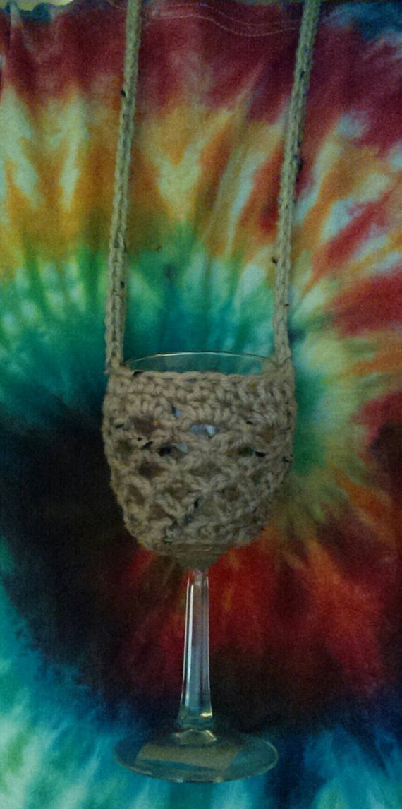 Crochet wine glass holder