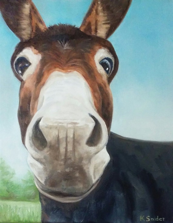 Donkey Painting Whimsical Donkey Donkey on Canvas Donkey Art