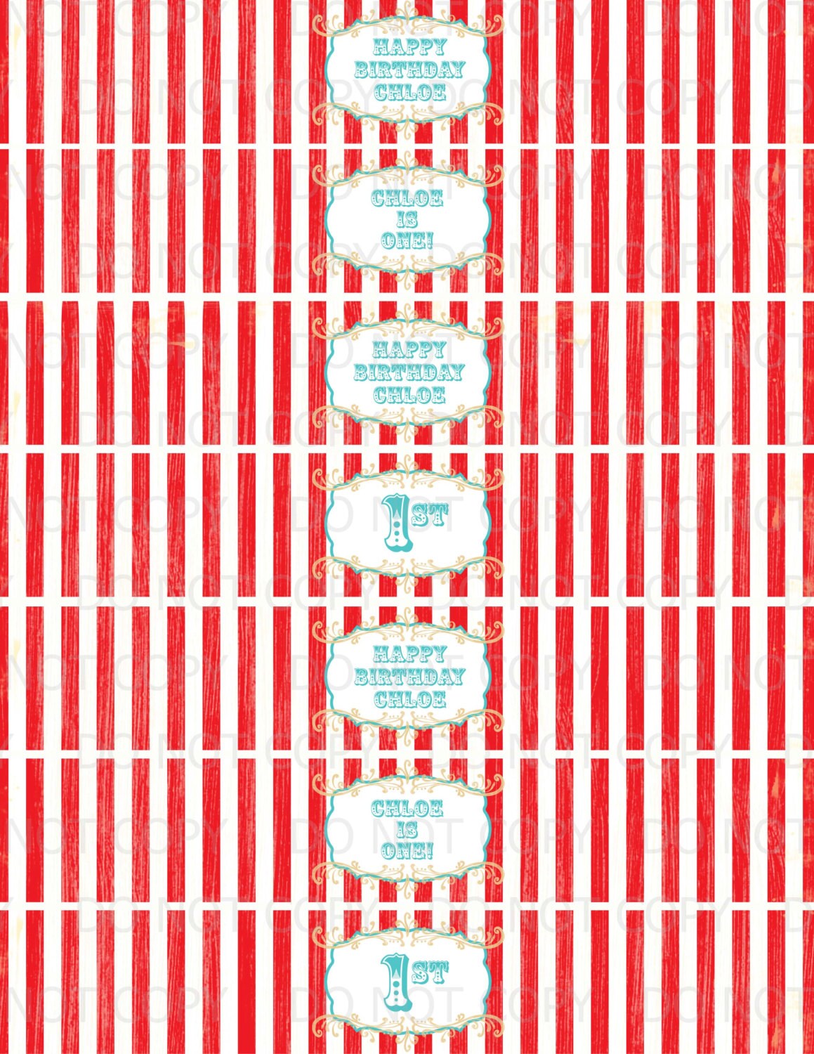 Printable DIY Vintage Circus or Carnival Theme Water Bottle