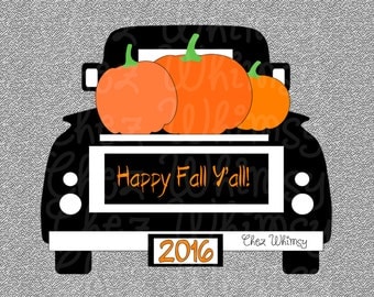 Truck SVG, Pumpkin Truck SVG, Fall Pumpkin Truck Design, Happy Fall Y'all Svg, Truck with Pumpkins
