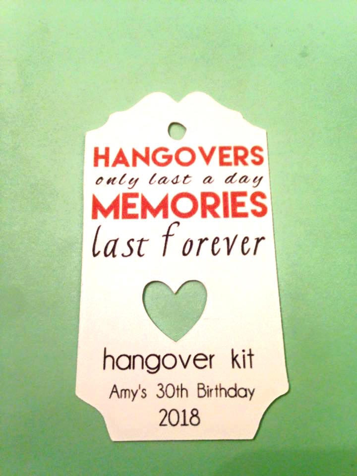 Hangover Kit Tag Set of 12 DIY Hangover Kit DIY Hangover