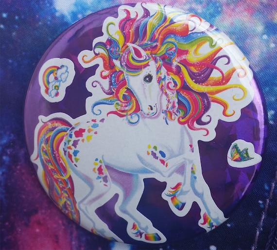 Lisa Frank Rainbow Unicorn 2.25 Purple Holographic Pinback