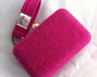 Harris tweed clutch bag, tweed clutch bag, pink wedding purse, pink bridesmaid purse, pink purse, pink clutch
