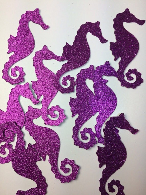 4 Purple Seahorse Decorations Large Seahorse Die Cut