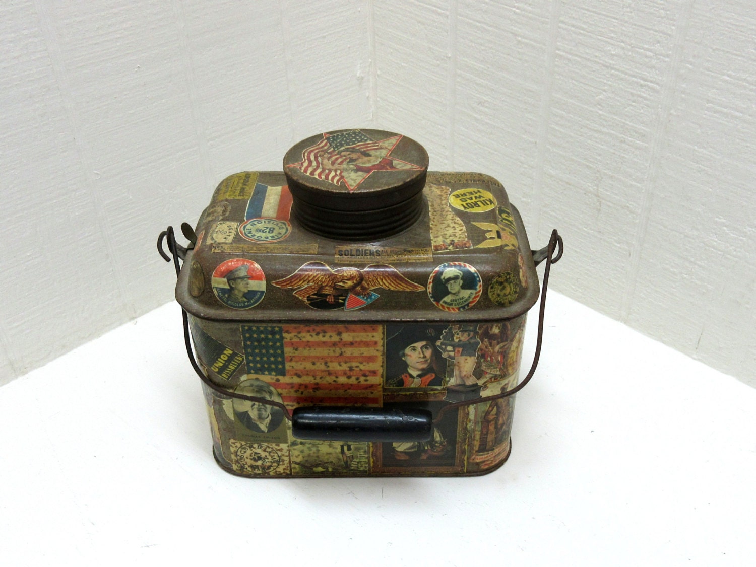 Vintage Coal Miners Lunch Box Decoupaged Miners Lunch Box