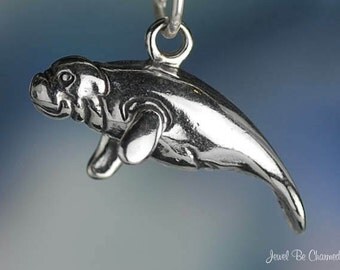 Sterling Silver 3D Manatee Charm Beach Ocean Manatees Solid .925