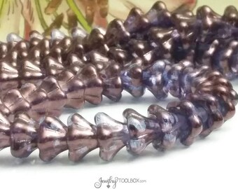Amethyst Luminescence Bell Flower Beads, Czech Glass Beads, Large Bell Flower Bead Cap, 11x13mm Bell Flower Beads, Lot Size 10, #318