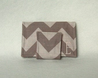 Monogram Card Holder- Chevron Wallet/Business Card Holder with Custom Embroidery