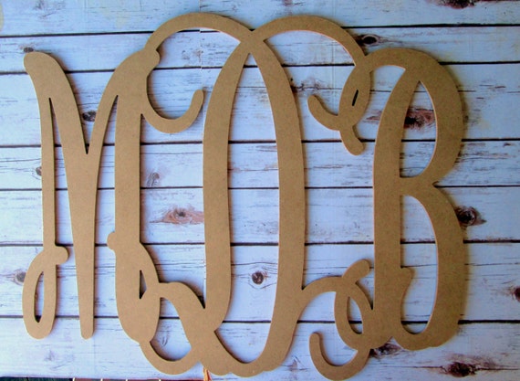 Scroll Monogram Wooden Monogram Vine Monogram by SouthernMadeSigns