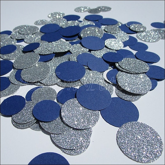 Navy Blue And Silver Glitter Party Confetti by JaclynPetersDesigns