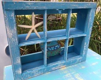 Window Wall Cabinet Over the Toilet Shelf Vintage Beach House Style by CastawaysHall - Ready to Ship