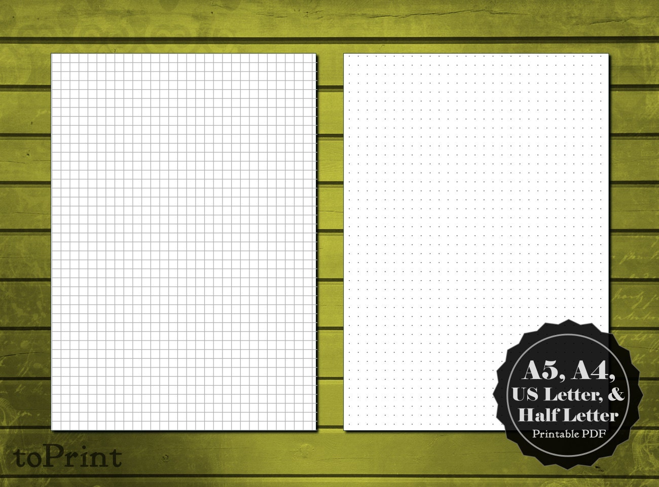 5mm plain square grid and dot grid printable planner by toprint