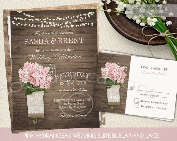 Burlap And Lace Wedding Invitation Sets 6