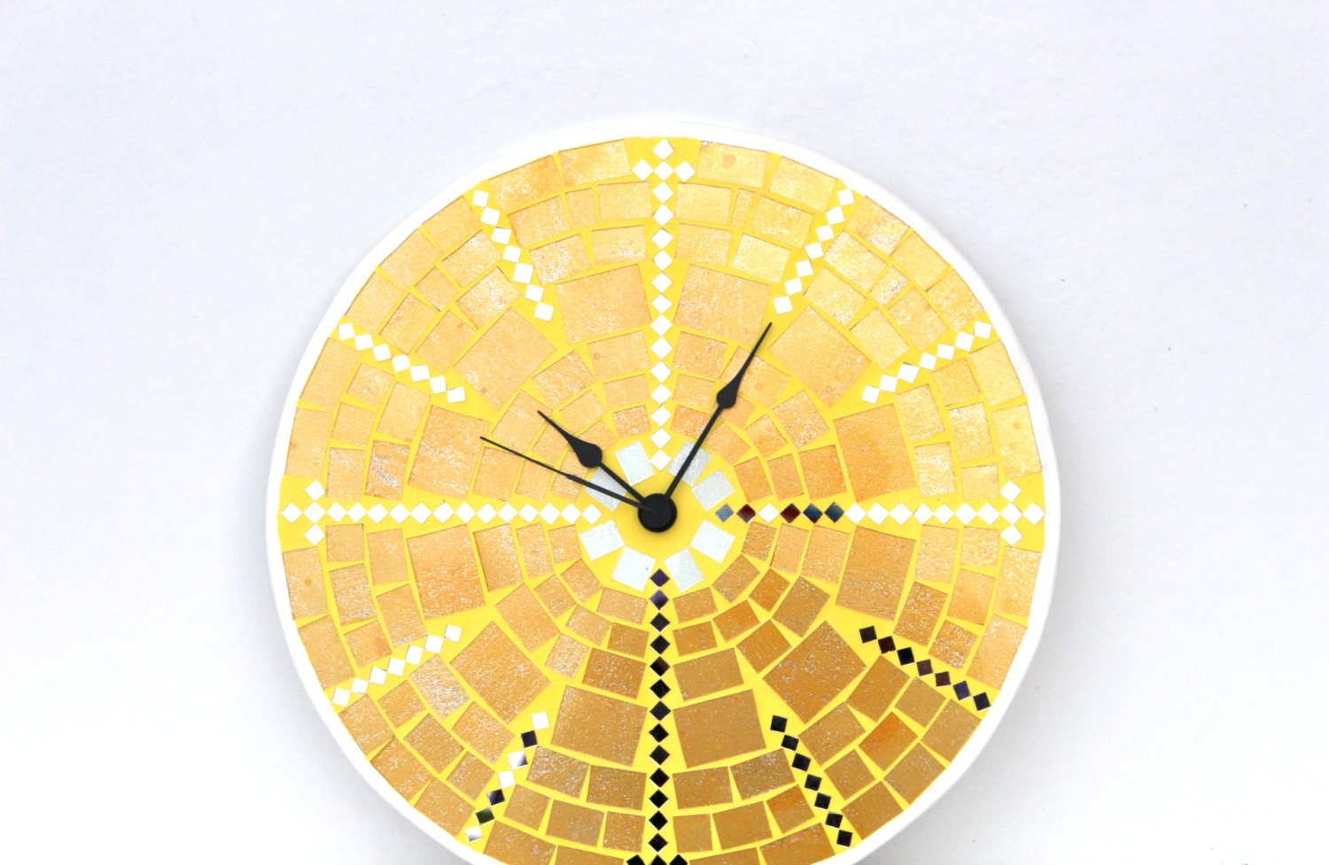 Mosaic Wall Clock Large Glass Mosaic Yellow Wall by SirliMosaic