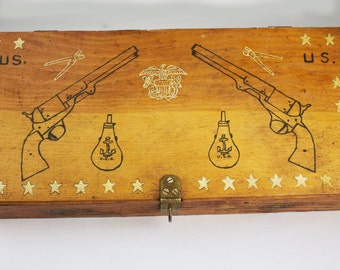 Vintage Folk Art Box -Military Theme/PRICE REDUCED