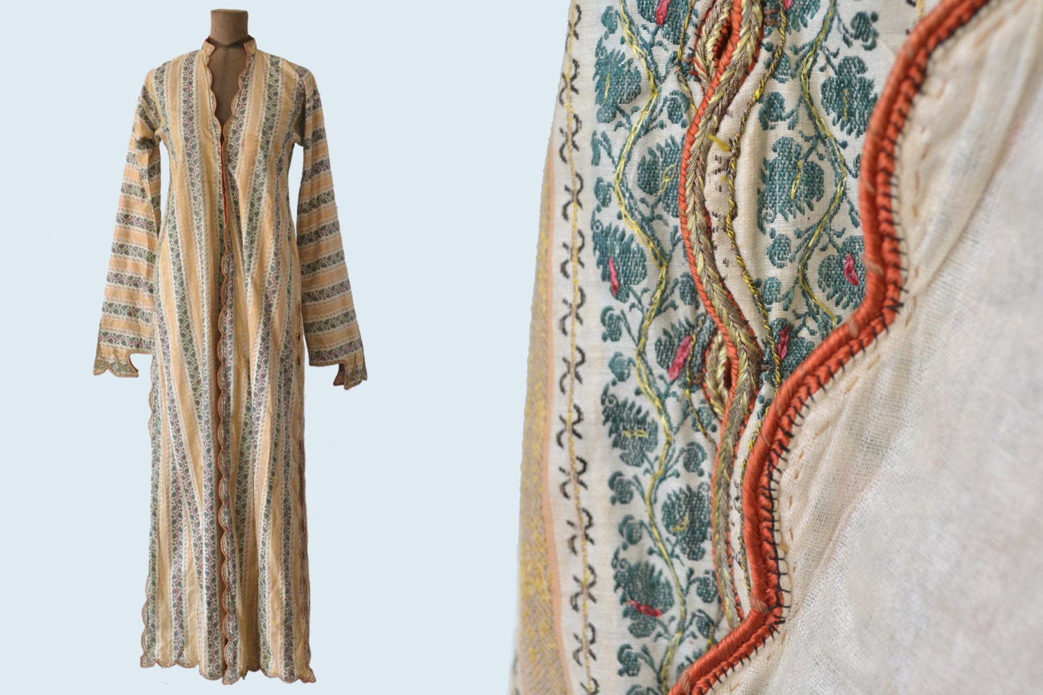 19th c Persian Kaftan Robe Paisley Brocade