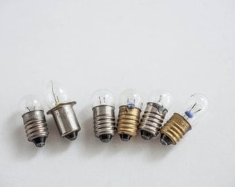 6 Tiny Round Light Bulbs Jewelry Found Object Mixed Media Steampunk Industrial Assemblage Supply