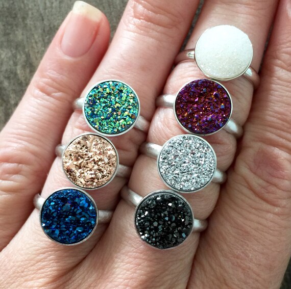 Druzy Ring Drusy Ring Gemstone Ring Druzy Quartz Jewelry