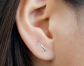 Tiny Loop Earrings, Sterling Silver Gold Plated, Wishbone Threader Earrings, Minimalist Open Hoop Earrings, Handmade Gift, Lunai, EAR040