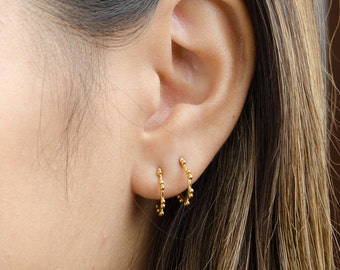 Hoop Stud Earrings, Sterling Silver, Gold Plated, Open Hoop Earrings, Modern Jewelry, Hand Made Gift for Her, Lunaijewelry,STD067