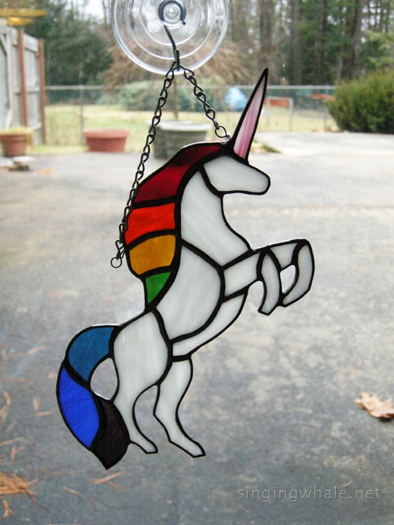stained glass rainbow unicorn