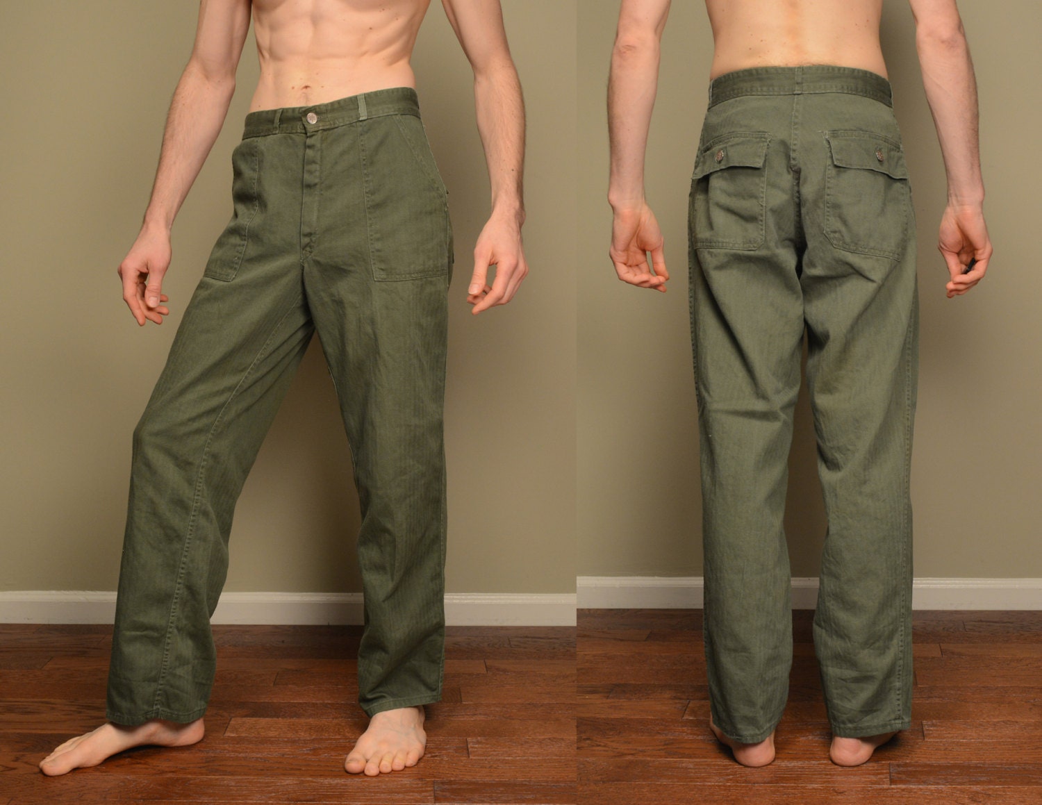 vintage 40s army pants US military HBT herringbone twill 13