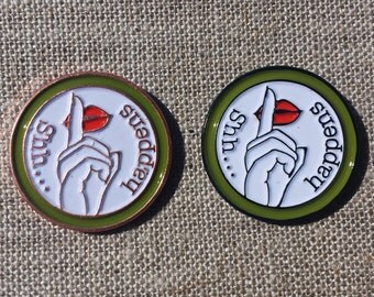 SET (2) Shh...happens Glow-in-the-Dark Enamel Lapel Pins