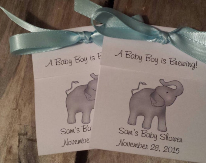 Elephant Tea Bag Favors for Baby Shower Tea Party Favors Baby Boy 1st Birthday Favors