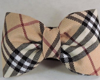 Dog Flower, Dog Bow Tie, Cat Flower, Cat Bow Tie - Ivory, Black and Red Plaid