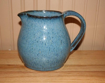 Large blue pottery pitcher, handmade pitcher, drink pitcher, juice pitcher, ice tea pitcher