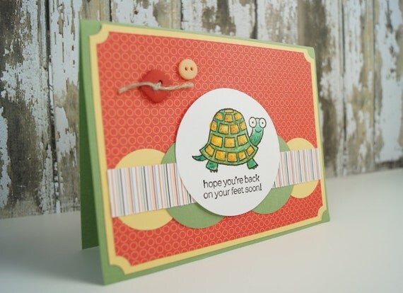 Get Well Card Handmade Get Well Soon Turtle Card by LittleLu4U